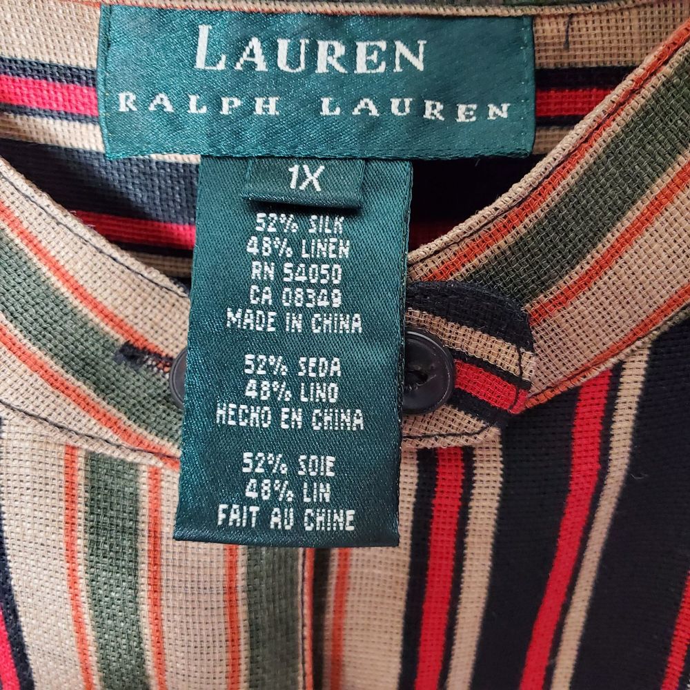 Ralph Lauren Striped Silk Linen Button Down Blouse